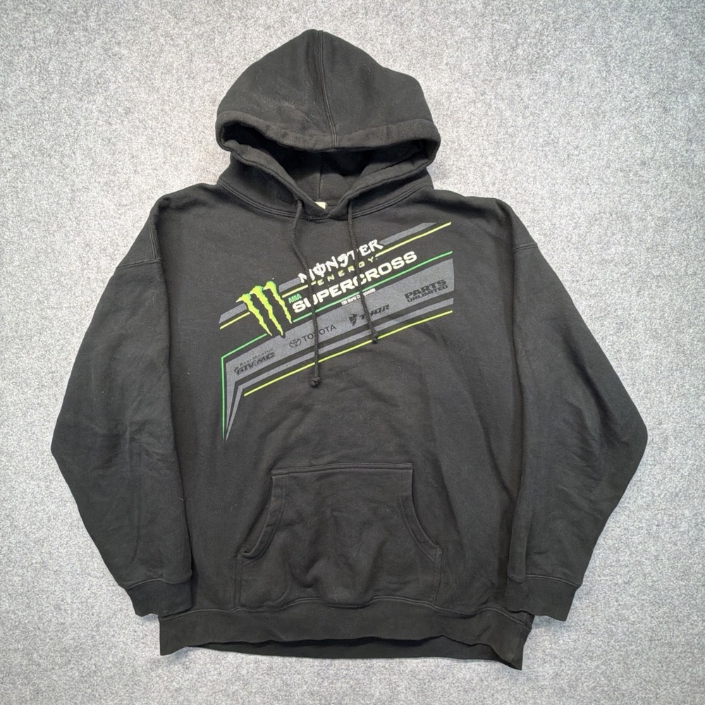 Monster Energy Hoodie Mens XXL 2XL Super Cross Pullover Y2K